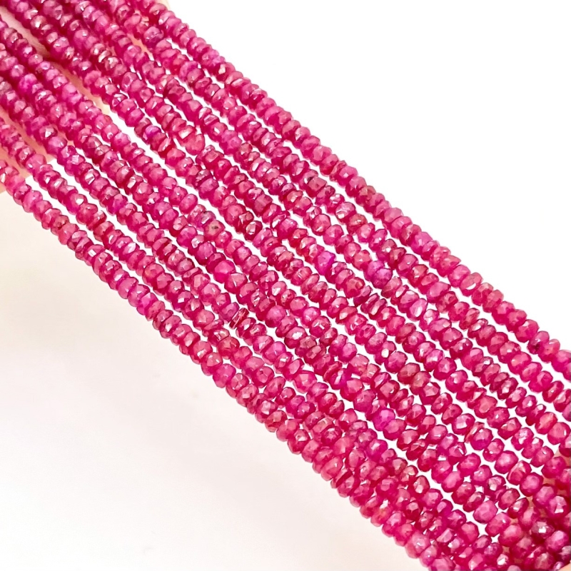 Ruby 2.5-3mm Faceted Rondelle Shape AA+ Grade Gemstone Beads Strand - Total 1 Strand of 16 Inch.