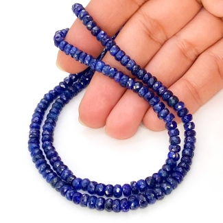 Blue Sapphire 3.5-5.5mm Faceted Rondelle Shape AA Grade Gemstone Beads Lot - Total 2 Strands of 19 Inch.