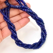 Blue Sapphire 3.5-5.5mm Faceted Rondelle Shape AA Grade Gemstone Beads Lot - Total 2 Strands of 19 Inch.