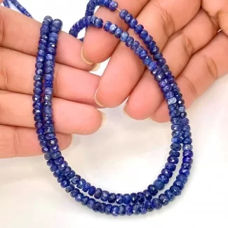 Blue Sapphire 3-5mm Faceted Rondelle Shape AA Grade Gemstone Beads Lot - Total 2 Strands of 20 Inch.