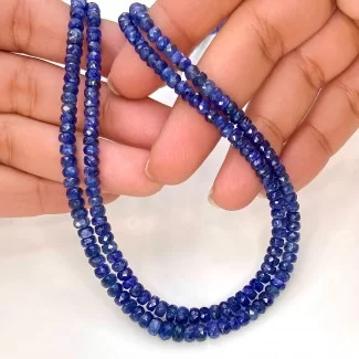 Blue Sapphire 3-5mm Faceted Rondelle Shape AA Grade Gemstone Beads Lot - Total 2 Strands of 19 Inch.