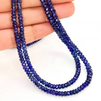 Blue Sapphire 3-5mm Faceted Rondelle Shape AA Grade Gemstone Beads Lot - Total 2 Strands of 19 Inch.