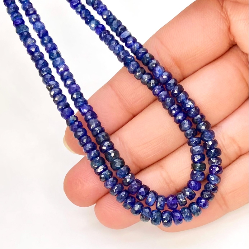 Blue Sapphire 3-5mm Faceted Rondelle Shape AA Grade Gemstone Beads Lot - Total 2 Strands of 17 Inch.
