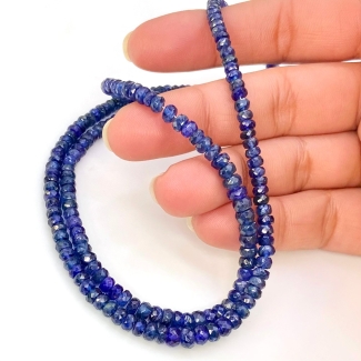 Blue Sapphire 3-5mm Faceted Rondelle Shape AA Grade Gemstone Beads Lot - Total 2 Strands of 18 Inch.