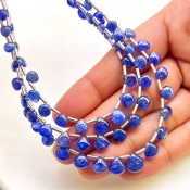 Blue Sapphire 4-8.5mm Smooth Heart Shape AA Grade Multi Strand Beads Layout - Total 3 Strands of 8-10 Inch