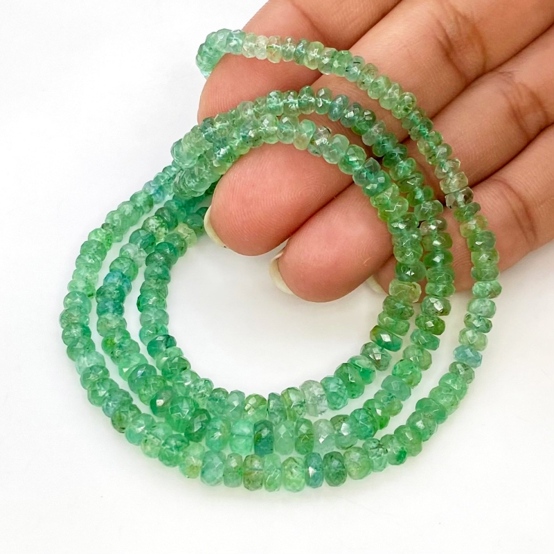 Emerald 2.5-5mm Faceted Rondelle Shape A+ Grade Gemstone Beads Lot - Total 3 Strands of 21 Inch.