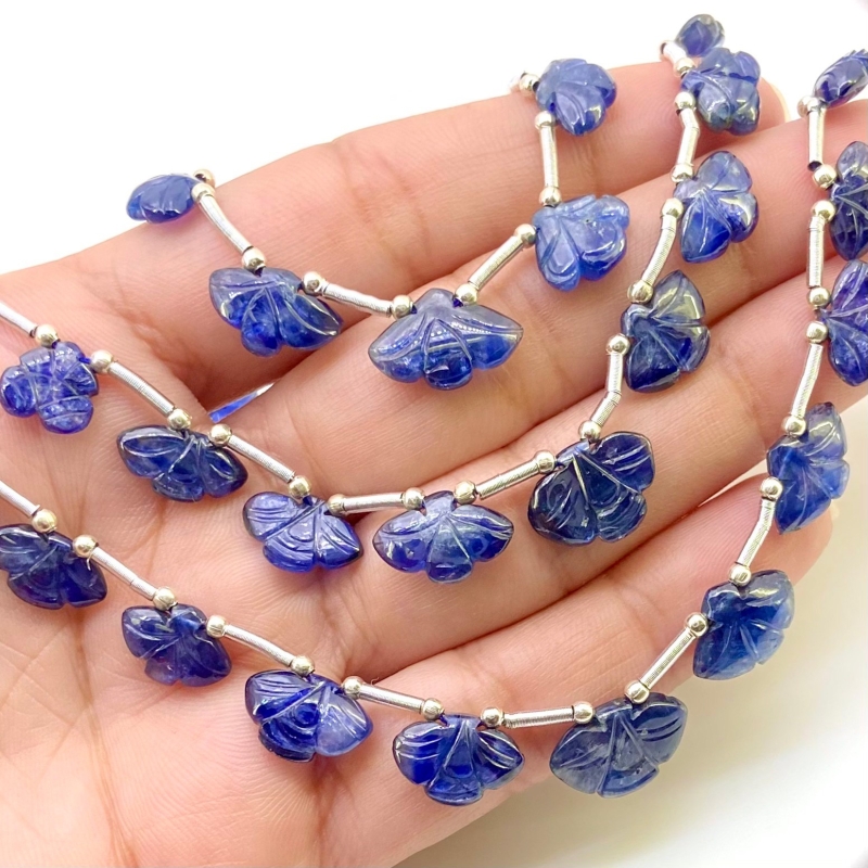 Blue Sapphire 8-14mm Carved Fancy Shape AA Grade Multi Strand Beads Layout - Total 3 Strands of 6-9 Inch