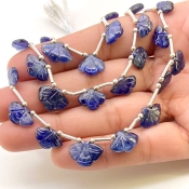 Blue Sapphire 8-14mm Carved Fancy Shape AA Grade Multi Strand Beads Layout - Total 3 Strands of 6-9 Inch