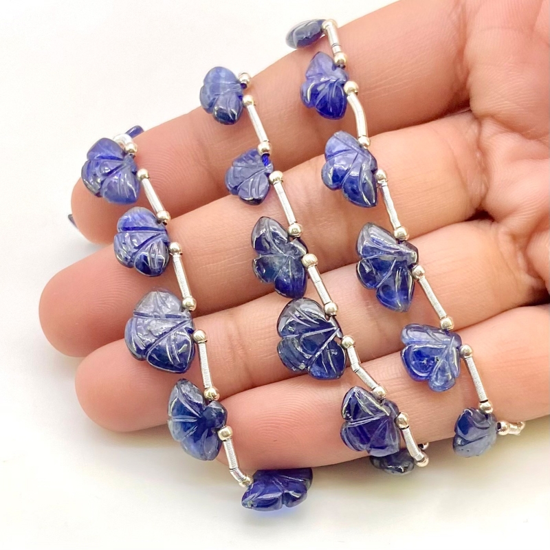 Blue Sapphire 8-14mm Carved Fancy Shape AA Grade Multi Strand Beads Layout - Total 3 Strands of 6-9 Inch