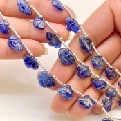 Blue Sapphire 8-14mm Carved Fancy Shape AA Grade Multi Strand Beads Layout - Total 3 Strands of 6-9 Inch