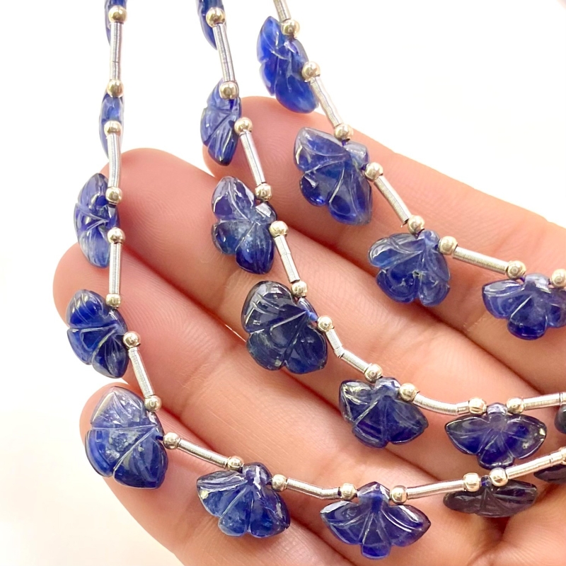 Blue Sapphire 8-14mm Carved Fancy Shape AA Grade Multi Strand Beads Layout - Total 3 Strands of 6-9 Inch