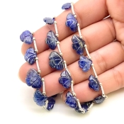 Blue Sapphire 8-14mm Carved Fancy Shape AA Grade Multi Strand Beads Layout - Total 3 Strands of 6-9 Inch