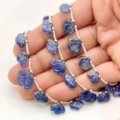 Blue Sapphire 8-14.5mm Carved Fancy Shape AA Grade Multi Strand Beads Layout - Total 3 Strands of 6-9 Inch