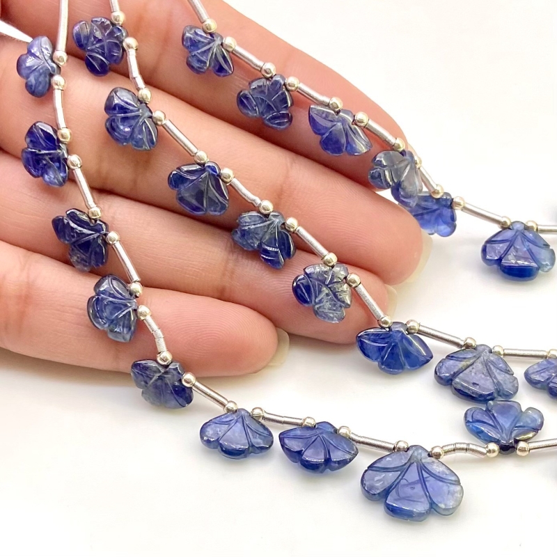 Blue Sapphire 8-14.5mm Carved Fancy Shape AA Grade Multi Strand Beads Layout - Total 3 Strands of 6-9 Inch