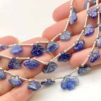 Blue Sapphire 8-14.5mm Carved Fancy Shape AA Grade Multi Strand Beads Layout - Total 3 Strands of 6-9 Inch