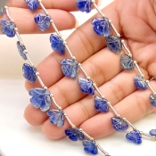 Blue Sapphire 8-14.5mm Carved Fancy Shape AA Grade Multi Strand Beads Layout - Total 3 Strands of 6-9 Inch