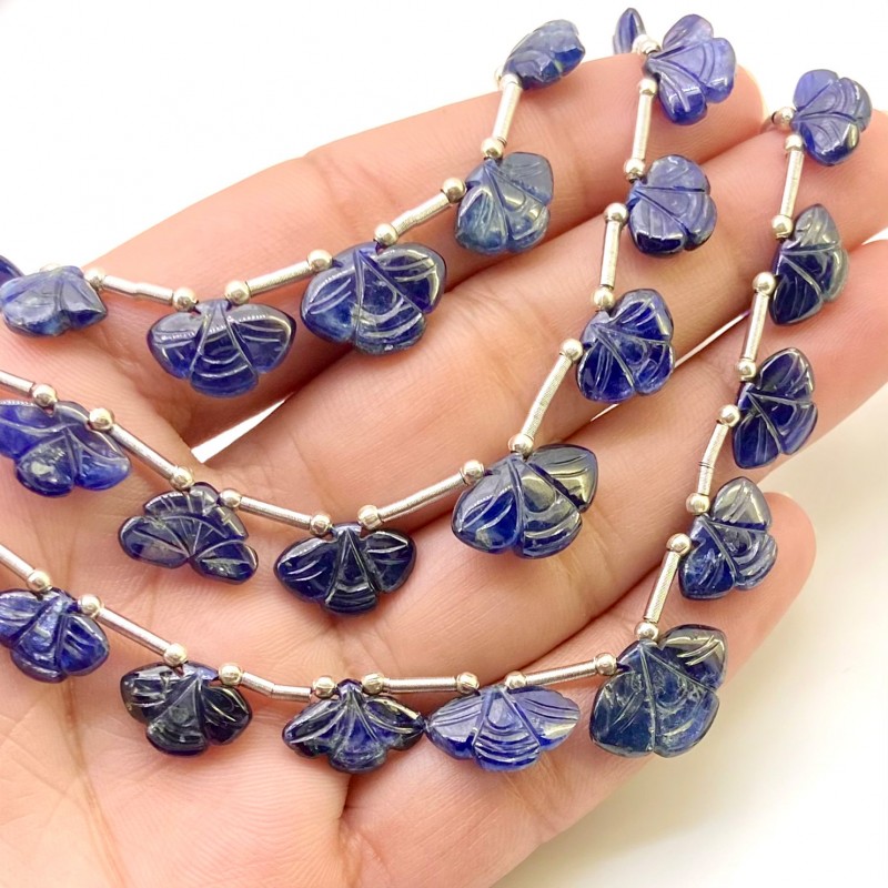 Blue Sapphire 8-16mm Carved Fancy Shape AA Grade Multi Strand Beads Layout - Total 3 Strands of 6-9 Inch