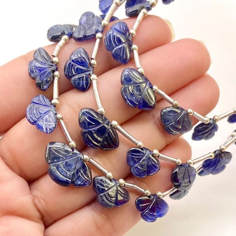 Blue Sapphire 8-16mm Carved Fancy Shape AA Grade Multi Strand Beads Layout - Total 3 Strands of 6-9 Inch