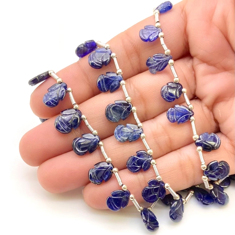 Blue Sapphire 7-11mm Carved Fancy Shape AA Grade Multi Strand Beads Layout - Total 3 Strands of 6-9 Inch