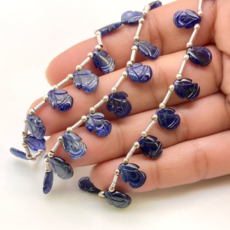 Blue Sapphire 7-11mm Carved Fancy Shape AA Grade Multi Strand Beads Layout - Total 3 Strands of 6-9 Inch
