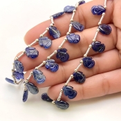 Blue Sapphire 7-11mm Carved Fancy Shape AA Grade Multi Strand Beads Layout - Total 3 Strands of 6-9 Inch