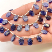 Blue Sapphire 7-11mm Carved Fancy Shape AA Grade Multi Strand Beads Layout - Total 3 Strands of 6-9 Inch