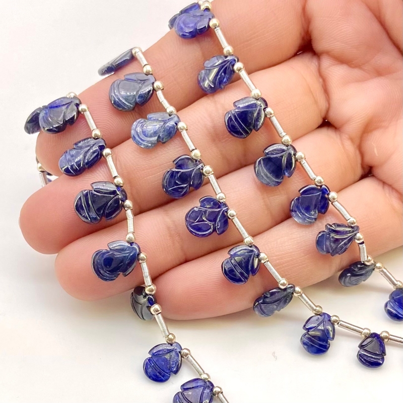 Blue Sapphire 7-11mm Carved Fancy Shape AA Grade Multi Strand Beads Layout - Total 3 Strands of 6-9 Inch