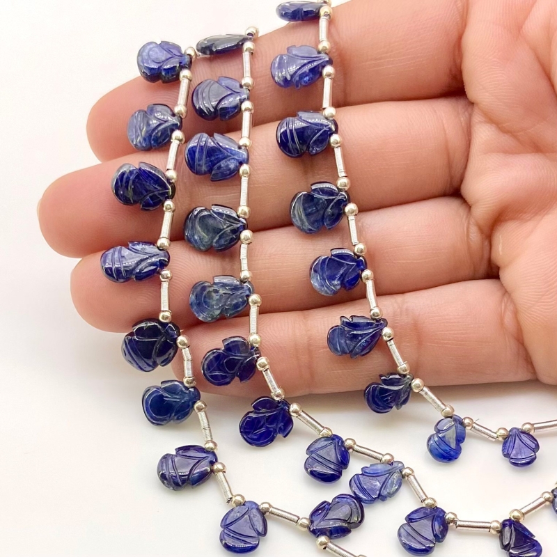 Blue Sapphire 7-11mm Carved Fancy Shape AA Grade Multi Strand Beads Layout - Total 3 Strands of 6-9 Inch