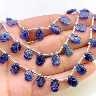 Blue Sapphire 7-11mm Carved Fancy Shape AA Grade Multi Strand Beads Layout - Total 3 Strands of 6-9 Inch