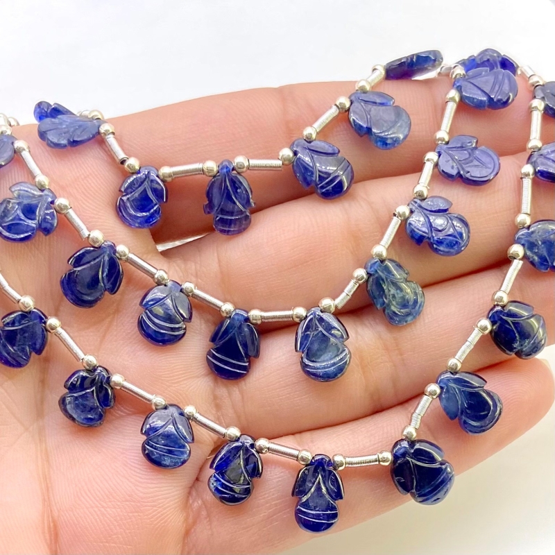 Blue Sapphire 7-11mm Carved Fancy Shape AA Grade Multi Strand Beads Layout - Total 3 Strands of 6-9 Inch