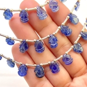 Blue Sapphire 7-10mm Carved Fancy Shape AA Grade Multi Strand Beads Layout - Total 3 Strands of 6-8 Inch