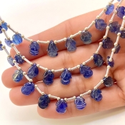 Blue Sapphire 7-10mm Carved Fancy Shape AA Grade Multi Strand Beads Layout - Total 3 Strands of 6-8 Inch