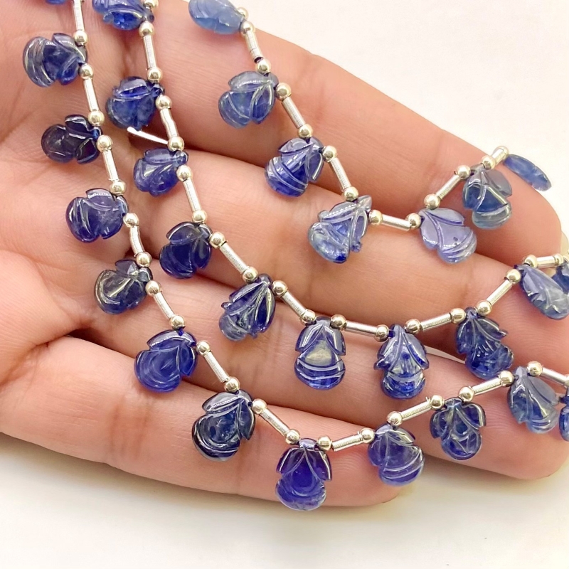 Blue Sapphire 7-10mm Carved Fancy Shape AA Grade Multi Strand Beads Layout - Total 3 Strands of 6-8 Inch