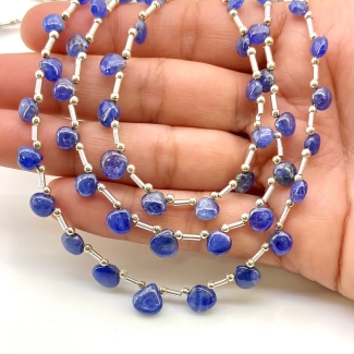 Blue Sapphire 4-8mm Smooth Heart Shape AA Grade Multi Strand Beads Layout - Total 3 Strands of 10-12 Inch
