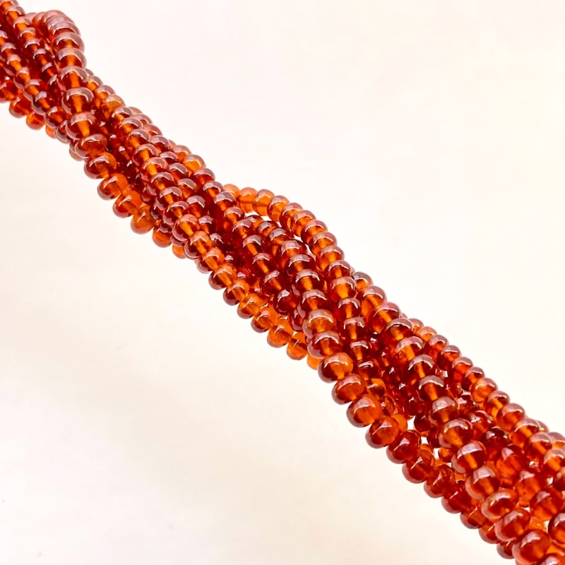 Hessonite Garnet 2.5-4.5mm Smooth Rondelle Shape AAA Grade Gemstone Beads Strand - Total 1 Strand of 16 Inch.