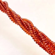 Hessonite Garnet 2.5-4.5mm Smooth Rondelle Shape AAA Grade Gemstone Beads Strand - Total 1 Strand of 16 Inch.