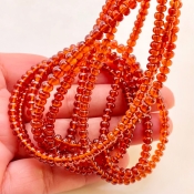 Hessonite Garnet 2.5-4.5mm Smooth Rondelle Shape AAA Grade Gemstone Beads Strand - Total 1 Strand of 16 Inch.