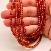 Hessonite Garnet 2.5-4.5mm Smooth Rondelle Shape AAA Grade Gemstone Beads Strand - Total 1 Strand of 16 Inch.