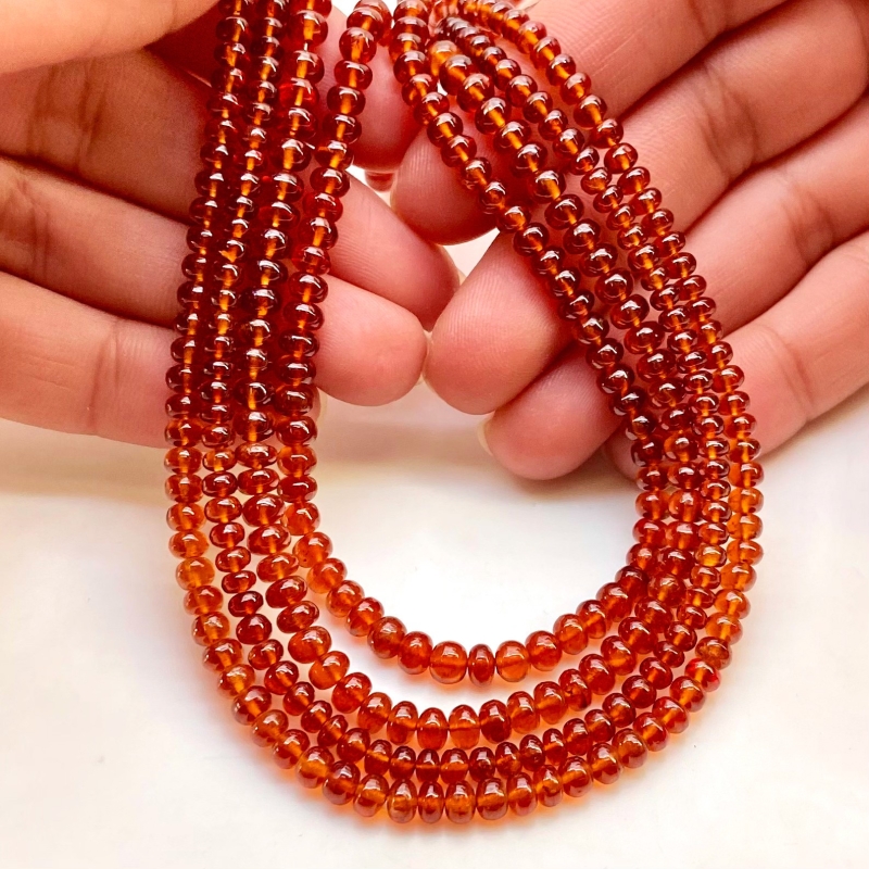 Hessonite Garnet 2.5-4.5mm Smooth Rondelle Shape AAA Grade Gemstone Beads Strand - Total 1 Strand of 16 Inch.
