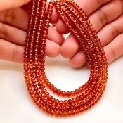 Hessonite Garnet 2.5-4.5mm Smooth Rondelle Shape AAA Grade Gemstone Beads Strand - Total 1 Strand of 16 Inch.