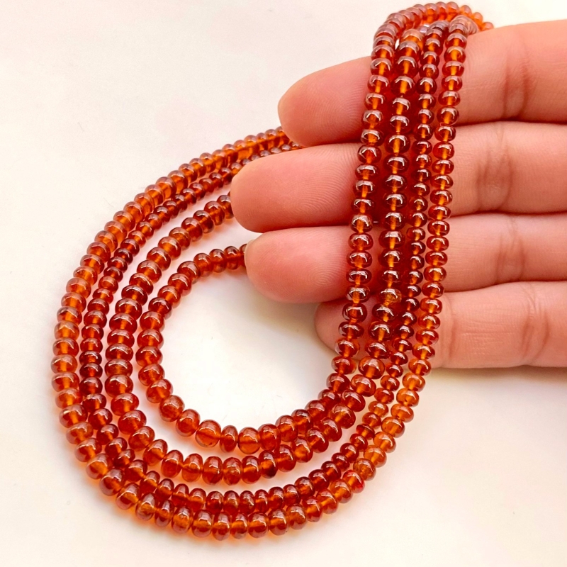 Hessonite Garnet 2.5-4.5mm Smooth Rondelle Shape AAA Grade Gemstone Beads Strand - Total 1 Strand of 16 Inch.