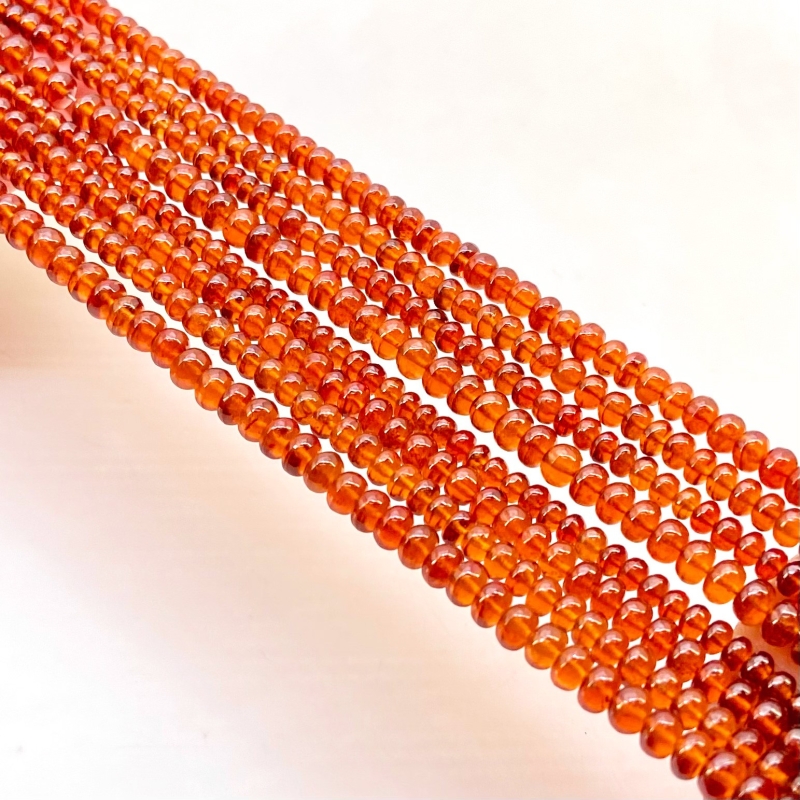Hessonite Garnet 2.5-4.5mm Smooth Rondelle Shape AAA Grade Gemstone Beads Strand - Total 1 Strand of 16 Inch.