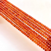 Hessonite Garnet 2.5-4.5mm Smooth Rondelle Shape AAA Grade Gemstone Beads Strand - Total 1 Strand of 16 Inch.
