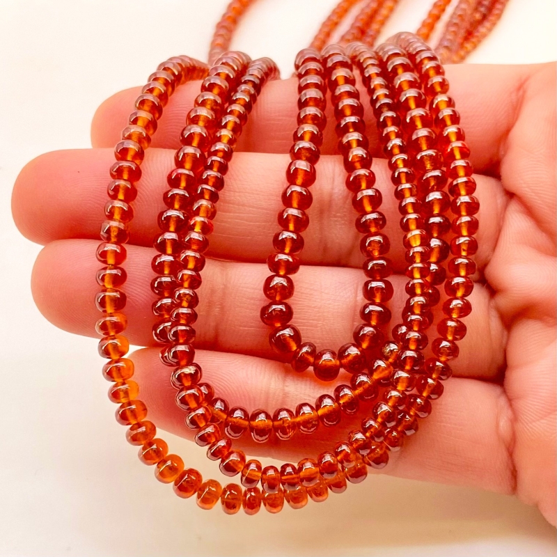 Hessonite Garnet 2.5-4.5mm Smooth Rondelle Shape AAA Grade Gemstone Beads Strand - Total 1 Strand of 16 Inch.