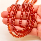 Hessonite Garnet 2.5-4.5mm Smooth Rondelle Shape AAA Grade Gemstone Beads Strand - Total 1 Strand of 16 Inch.