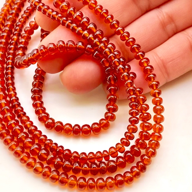 Hessonite Garnet 2.5-4.5mm Smooth Rondelle Shape AAA Grade Gemstone Beads Strand - Total 1 Strand of 16 Inch.