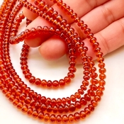 Hessonite Garnet 2.5-4.5mm Smooth Rondelle Shape AAA Grade Gemstone Beads Strand - Total 1 Strand of 16 Inch.