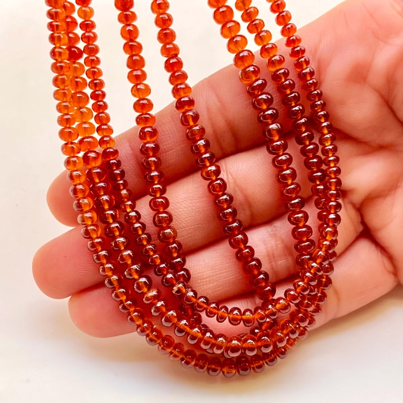 Hessonite Garnet 2.5-4.5mm Smooth Rondelle Shape AAA Grade Gemstone Beads Strand - Total 1 Strand of 16 Inch.