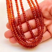Hessonite Garnet 2.5-4.5mm Smooth Rondelle Shape AAA Grade Gemstone Beads Strand - Total 1 Strand of 16 Inch.