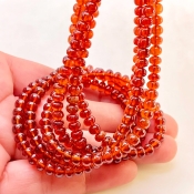 Hessonite Garnet 4.5-5.5mm Smooth Rondelle Shape AAA Grade Gemstone Beads Strand - Total 1 Strand of 16 Inch.